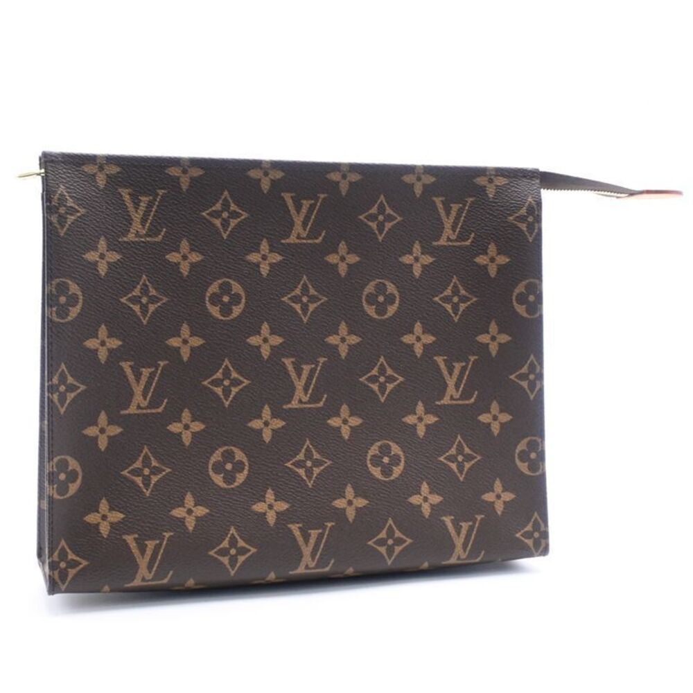 Louis Vuitton Pochette Toilette Monogram Pouch Shoulder Bag Canvas Leather Brown